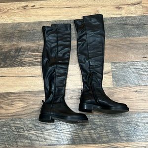 Sam Edelman Remi Over The Knee OTK Leather & Faux Leather Boot Black Size 8